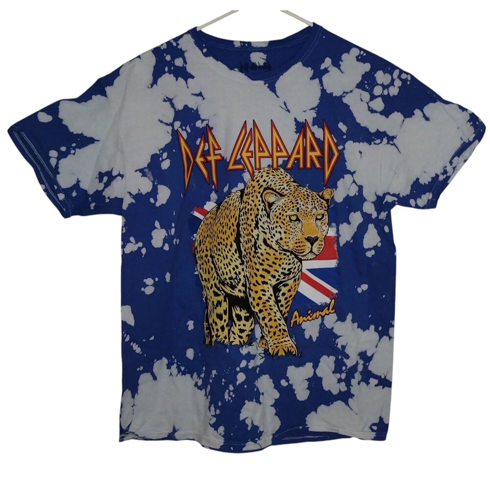 Def Leppard Tee Men's Size Medium Big Cat Graphic Print Tye-dye Rock & Roll NWOT